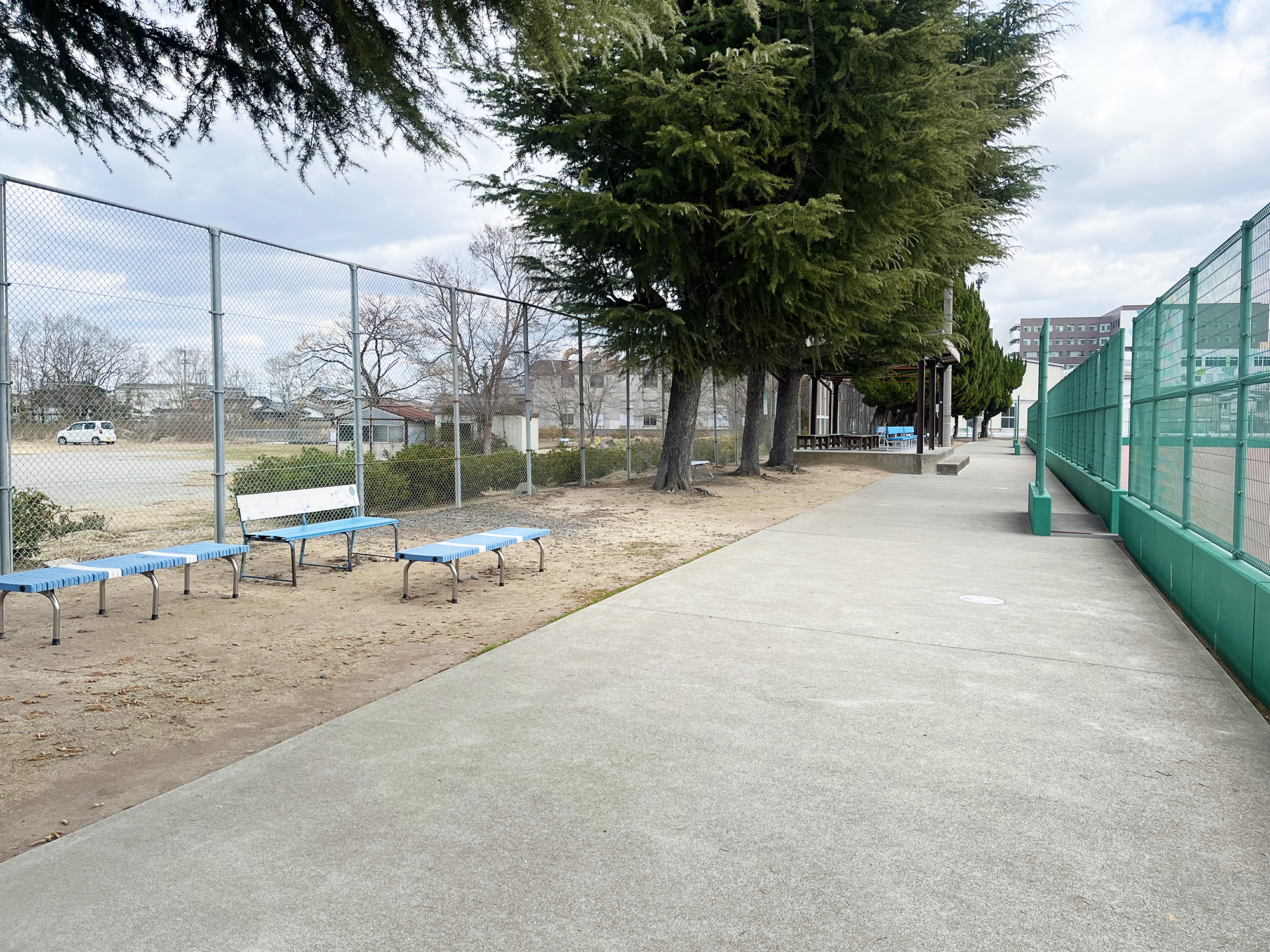 コート外にベンチがあります