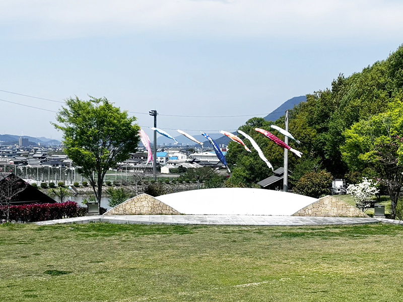 鉢伏ふれあい公園 鯉のぼり掲揚の様子（4月10日〜5月10日の期間中）